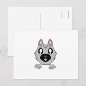 のぞき込むドイツ牧羊犬の銀と黒の漫画 ポストカード (正面/裏面)