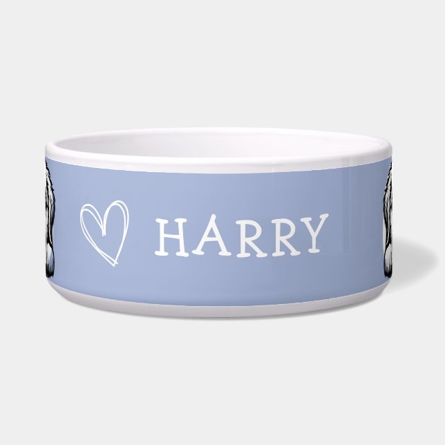 のぞき込むラブラドール カスタマイズ パープルテーマ ボウル (正面)