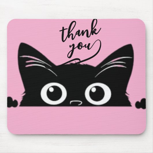 のぞく黒猫 マウスパッド (正面)