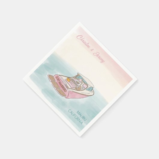 のたった今結婚しました結婚船 スタンダードカクテルナプキン (角)