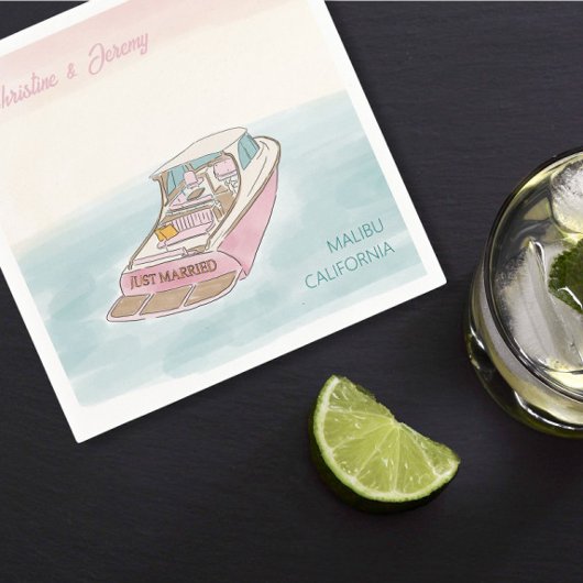のたった今結婚しました結婚船 スタンダードカクテルナプキン