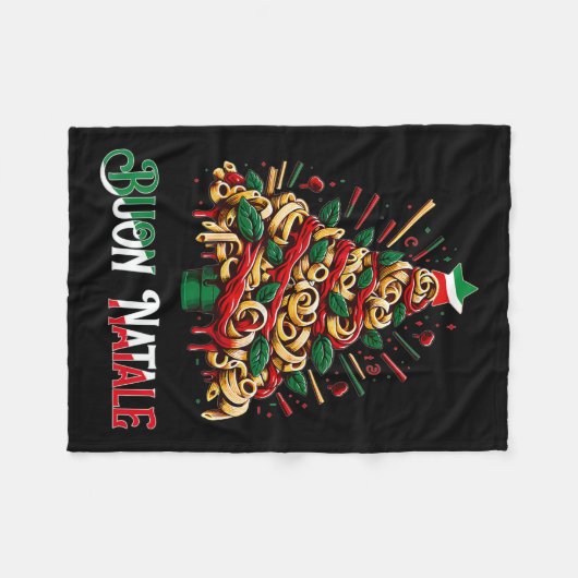 のためにイタリアンブオンナターレパスタのクリスマスツリークリスマス フリースブランケット (正面(横))