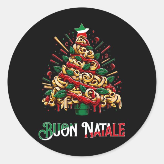 のためにイタリアンブオンナターレパスタのクリスマスツリークリスマス ラウンドシール (正面)