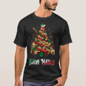 のためにイタリアンブオンナターレパスタのクリスマスツリークリスマス Tシャツ (正面)