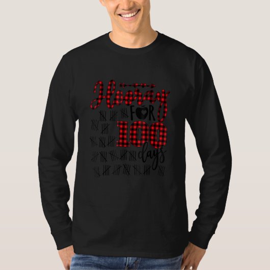 のために学校の休日の100日を幸せに水牛のプレイド Tシャツ (正面)