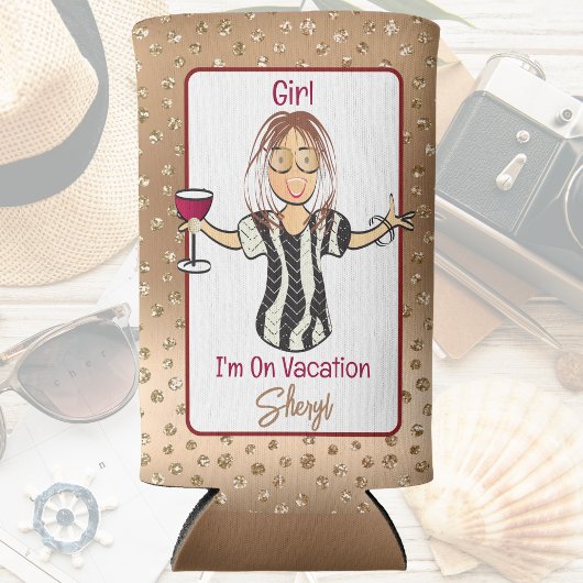 のために彼女のおもしろいことわざグリッターマンガバケーション スリム缶クーラー