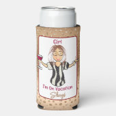 のために彼女のおもしろいことわざグリッターマンガバケーション スリム缶クーラー (Seltzer正面)