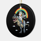 のためのユニコーン乗馬トレックス恐竜モミコーンレインボー セラミックオーナメント (左)