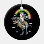 のためのユニコーン乗馬トレックス恐竜モミコーンレインボー セラミックオーナメント (裏面)