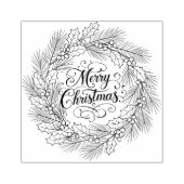 のための松のリースの中でメリークリスマス ラバースタンプ (インプリント)
