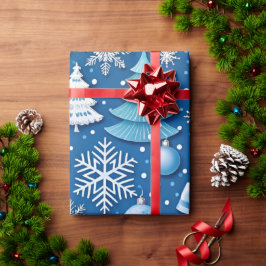 のための洗練されたブルークリスマスラッピング紙 ラッピングペーパー