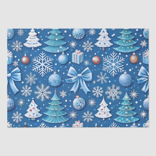 のための洗練されたブルークリスマスラッピング紙 薄葉紙 (正面)