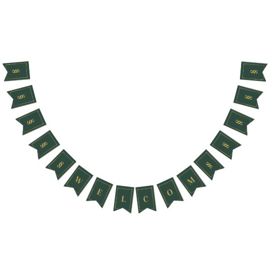 ～のための緑と黄金のバンティングパーソナライズされたバナー バンティングフラッグ (全)