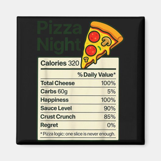 のためのZza Lover Night面白い栄養成分表示のコスチューム マグネット (正面)