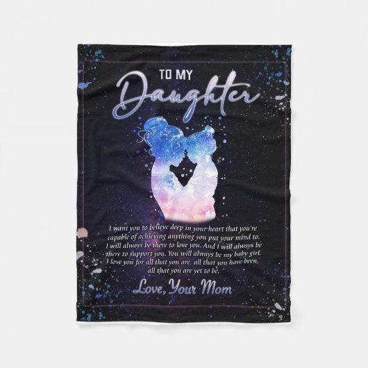 〜のたパーソナライズされための毛布を娘に宛てた手紙 フリースブランケット (正面)