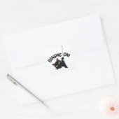 のつるオン：黒猫のロープを持つ スクエアシール (封筒)