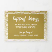 のつるカレンダー、ロゴ、モダン金ゴールド 三つ折りクリスマスカード (カバー)