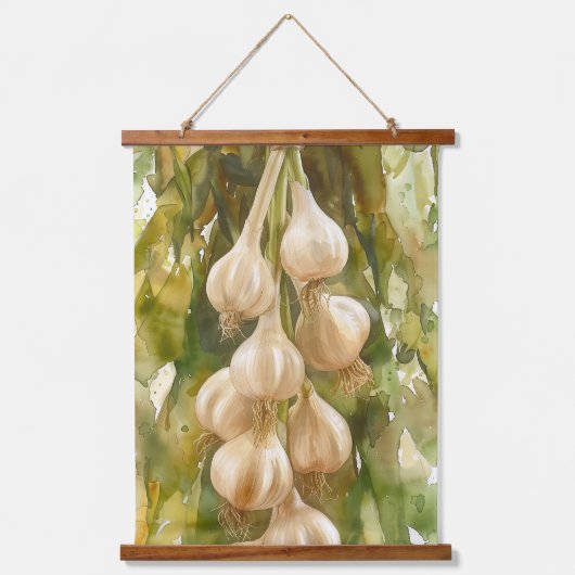 のつるガーリックウォーターカラータペストリーのスクロールアート 吊り下げ型タペストリー (正面)