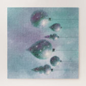 のつるクリスマスターコイズティール（緑がかった色）バウブル –  ジグソーパズル (横)