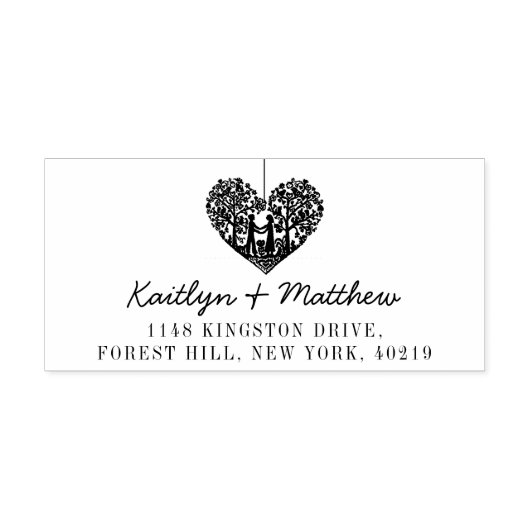 のつるハートツリー結婚の差出人住所 セルフインキングスタンプ (デザイン)