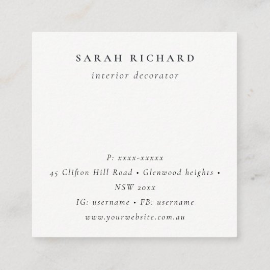 のつるフローラハウスプラントご注文に感謝 スクエア名刺 (裏面)