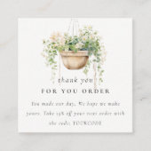 のつるフローラハウスプラントご注文に感謝 スクエア名刺 (正面)