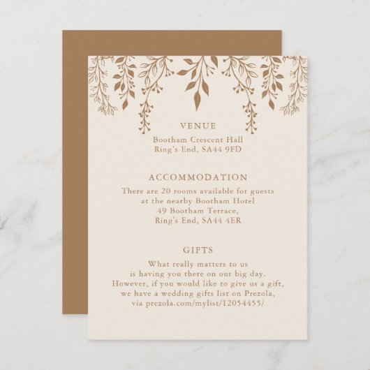 のつる花模様の葉の暖かいロマンチックなボホ詳細 エンクロージャーカード (正面/裏面)