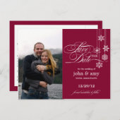 のつる雪片の写真は日付を保存(赤) 案内ポストカード (正面/裏面)