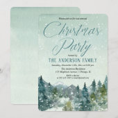 のどかな山と雪の森のクリスマスパーティー 招待状 (正面/裏面)