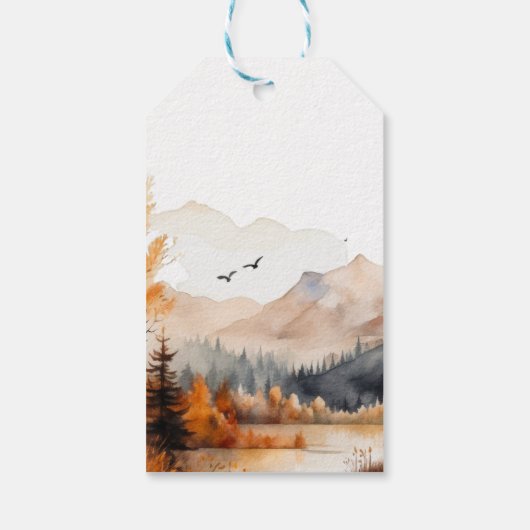 のどかな山の秋のクマさん感謝 ギフトタグ (裏面)