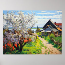 のどかな春の農家　サンディの桜 ポスター