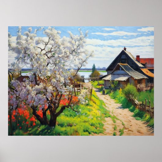 のどかな春の農家 サンディの桜 ポスター (正面)