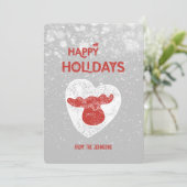 のどかな森のムース一家　降雪の中で家族写真 シーズンカード (スタンド正面)