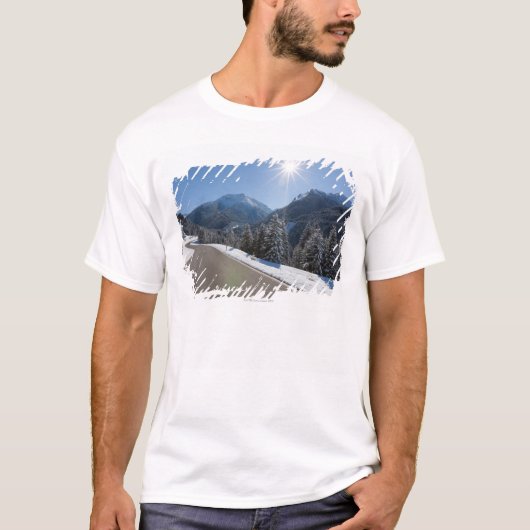 のどかな空の道のthrugh冬の景色、2 tシャツ (正面)