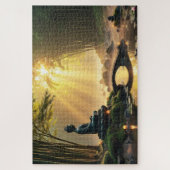 のどかな竹林に眠る穏やかな仏像 ジグソーパズル (縦)