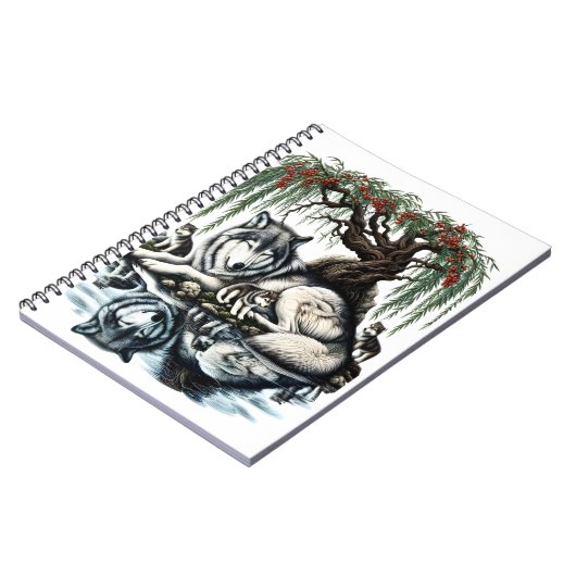 のどかな自然に囲まれたオオカミ一家のオアシス ノートブック (左側)