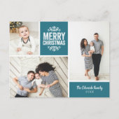 のどかな青いクリスマスの喜び　３枚の写真のカラーコラージュ シーズンポストカード (正面)