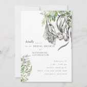 のどかな馬たちが鼻を寄せ合うニュートラルな結婚前お茶会 招待状 (正面)