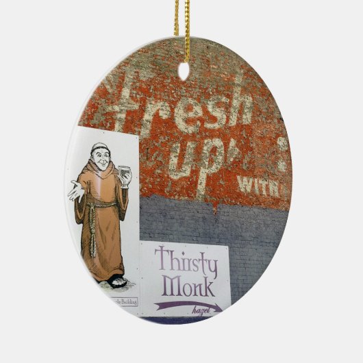 のどが渇いた修道士、アシェヴィル、渇いた修道士クリスマス セラミックオーナメント (右)