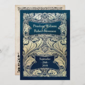 のどによってアールヌーボーの照らされる結婚式招待状 招待状 (正面/裏面)