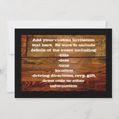 のどによって油をさされる木製の板のパーソナライズなカスタム 招待状 (裏面)