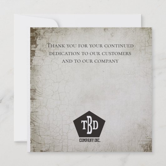 のどによって老化させる石造りの従業員記念日のギフト 招待状 (裏面)