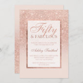 のどのすばらしいばら色の金ゴールドのグリッターのエレガントな上品50 招待状 (正面/裏面)