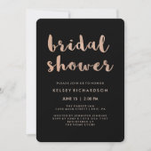 のどのばら色の金ゴールドおよび黒いブライダルシャワー 招待状 (正面)