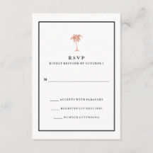 のどのばら色の金ゴールドおよび黒いヤシの木|魅力的なRSVP