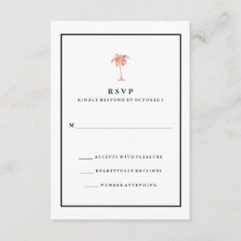 のどのばら色の金ゴールドおよび黒いヤシの木|魅力的なRSVP 出欠カード