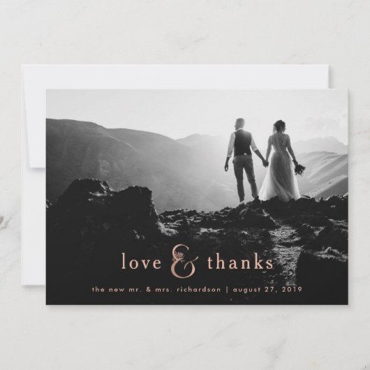 のどのばら色の金ゴールドのアンパーサンド|の4写真は感謝していしています サンキューカード (正面)