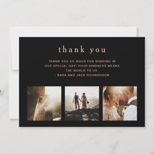 のどのばら色の金ゴールドのアンパーサンド|の4写真は感謝していしています サンキューカード (裏面)