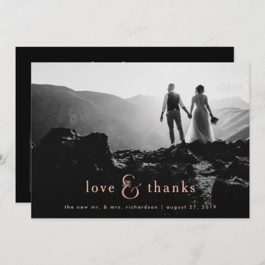 のどのばら色の金ゴールドのアンパーサンド|の4写真は感謝していしています サンキューカード (正面/裏面)