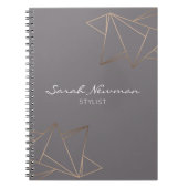 のどのばら色の金ゴールドのエレガントでモダンな最小主義の幾何学的 ノートブック (正面)